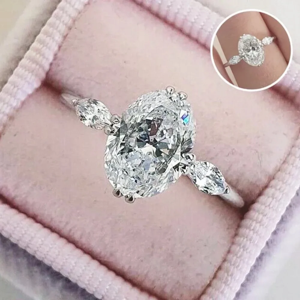 New 925 Silver Oval Cut Promise Diamond Ring 💍 - Picture 2 of 5